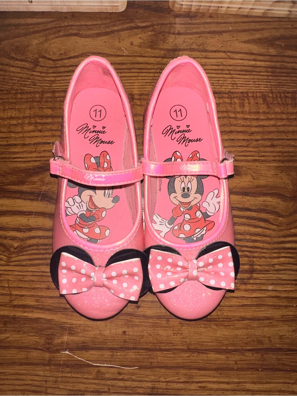 Disney Pink Minnie Mouse Mary Jane Shoes with Polka-Dot Bows